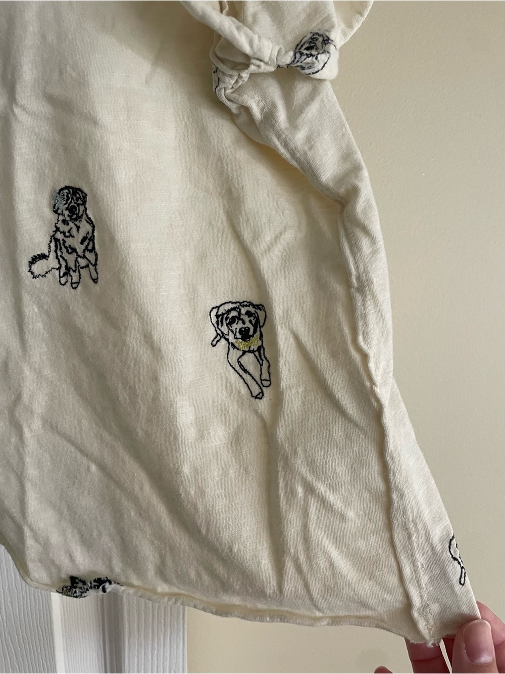 Anthropologie Caitlin Boxy T-Shirt by Maeve - Embroidered Edition - Dogs - Sz L - Picture 5 of 10